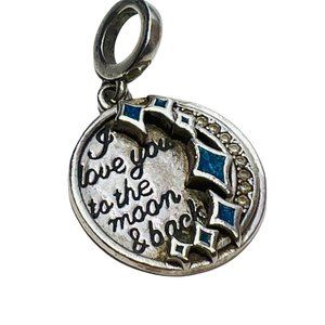 Moon Charm Sterling Silver Diamond for Slide Bracelet Turquoise Inlay Love You